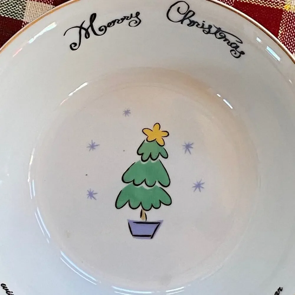 Merry Brite Pair of Christmas Porcelain 6.5”‎ Bowls FLAWLESS CONDITION